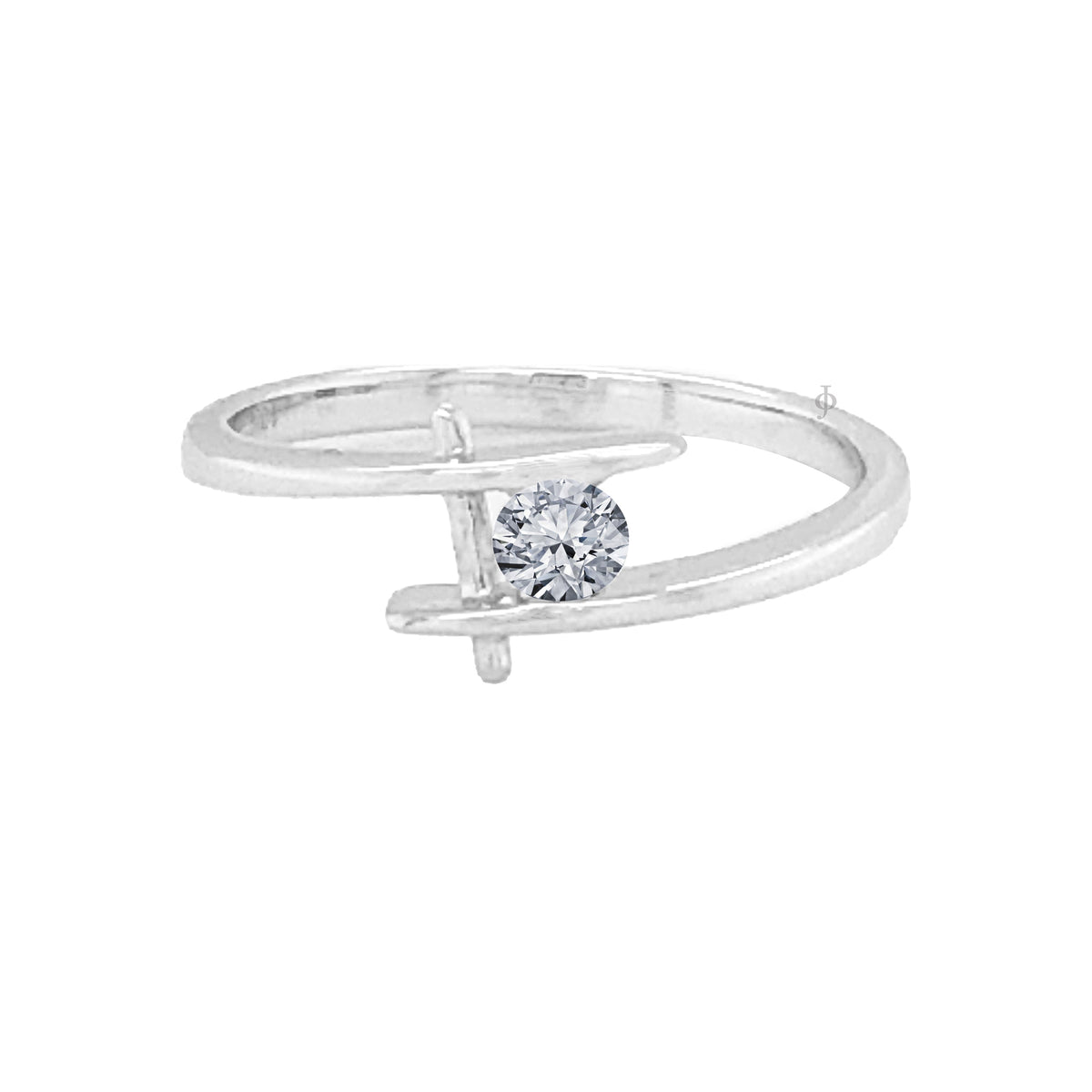 10K White Gold 0.15CT Round Diamond Solitaire Engagement Ring