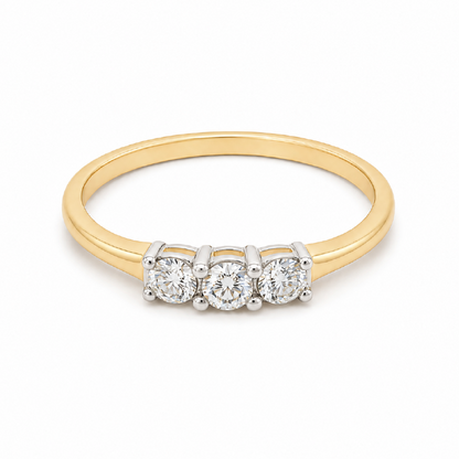 0.26CT Diamond 14K Yellow Gold Past Present & Future Ring