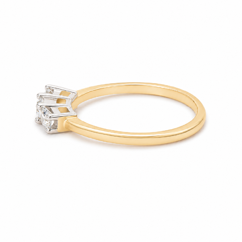 0.26CT Diamond 14K Yellow Gold Past Present & Future Ring
