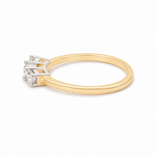 0.26CT Diamond 14K Yellow Gold Past Present & Future Ring