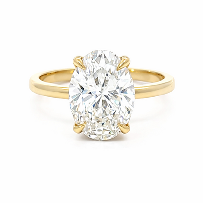 3.19 TDW Oval Lab-Grown Diamond Solitaire Ring in 14K Yellow Gold