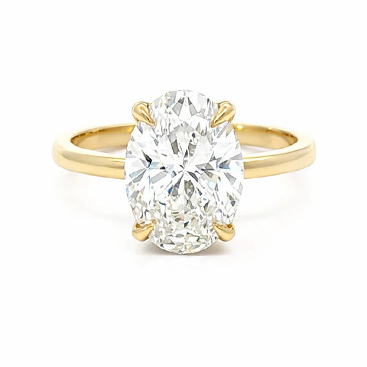 3.19 TDW Oval Lab-Grown Diamond Solitaire Ring in 14K Yellow Gold
