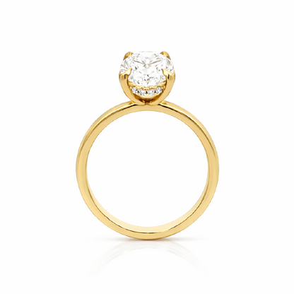 3.19 TDW Oval Lab-Grown Diamond Solitaire Ring in 14K Yellow Gold