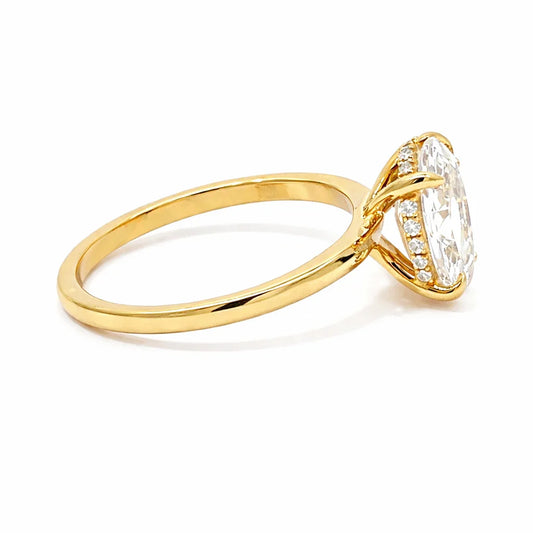 3.19 TDW Oval Lab-Grown Diamond Solitaire Ring in 14K Yellow Gold