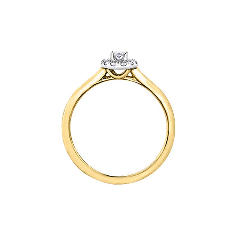 0.20TDW Oval Diamond 10K Yellow Gold Engagement Ring