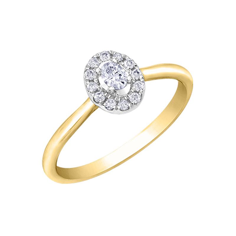 0.20TDW Oval Diamond 10K Yellow Gold Engagement Ring