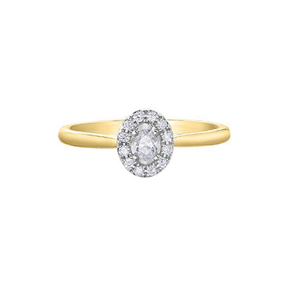 0.20TDW Oval Diamond 10K Yellow Gold Engagement Ring