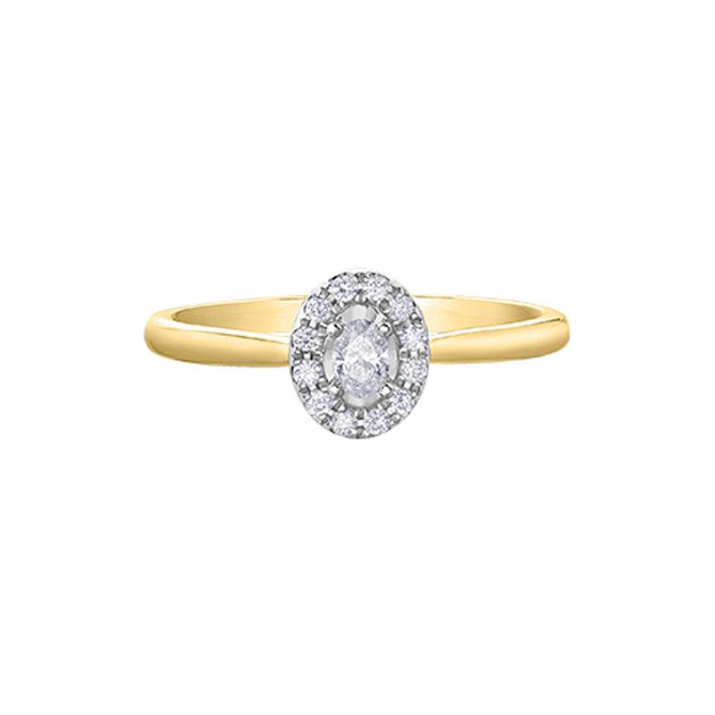 0.20TDW Oval Diamond 10K Yellow Gold Engagement Ring