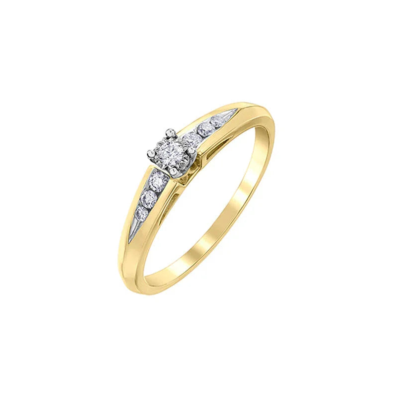 0.14TDW Diamond Engagement Ring in 10K Yellow Gold 