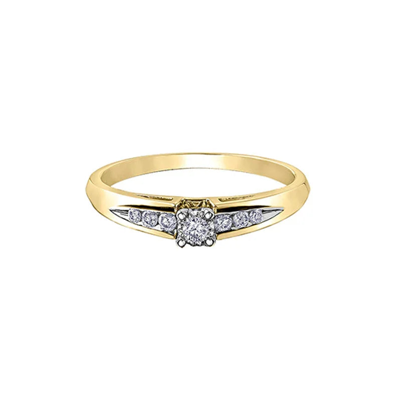 0.14TDW Diamond Engagement Ring in 10K Yellow Gold