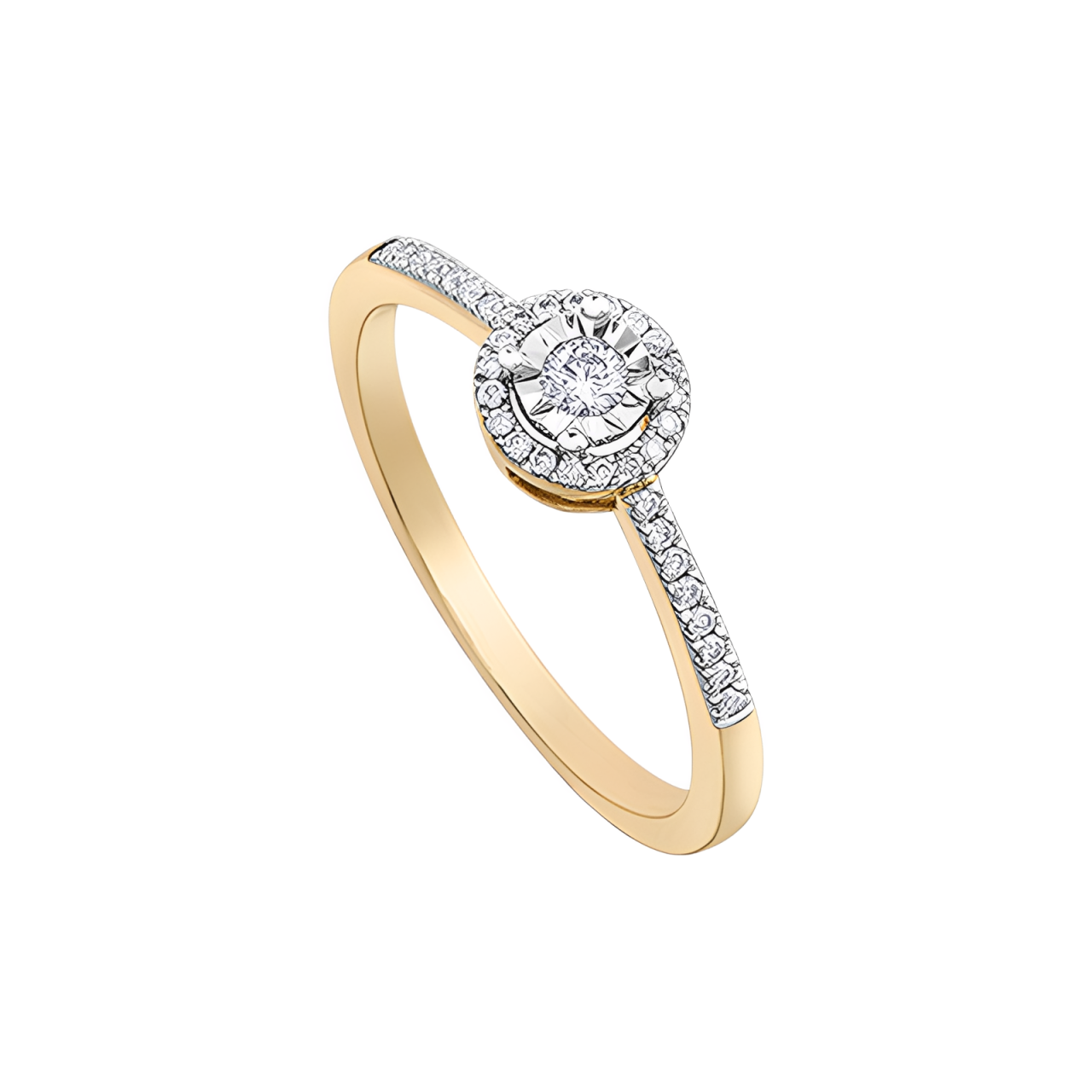 10K Yellow and White Gold 0.15TDW Diamond Promise Ring