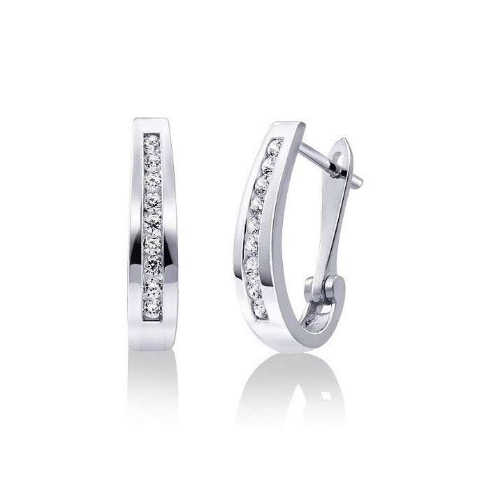Diamond Classic J Hoop set with 0.25tdw in 10K White Gold