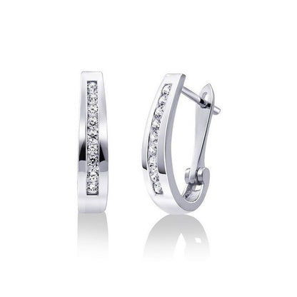 Diamond Classic J Hoop set with 0.33tdw in 10K White Gold