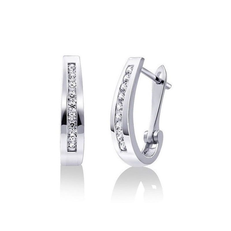 Sterling Silver White Gold Plating 0.25 TDW Lab Grown Diamond Earrings
