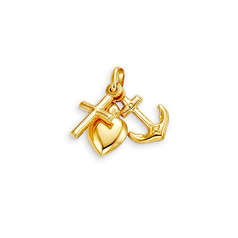 10K Yellow Gold Faith Hope Charity Pendant