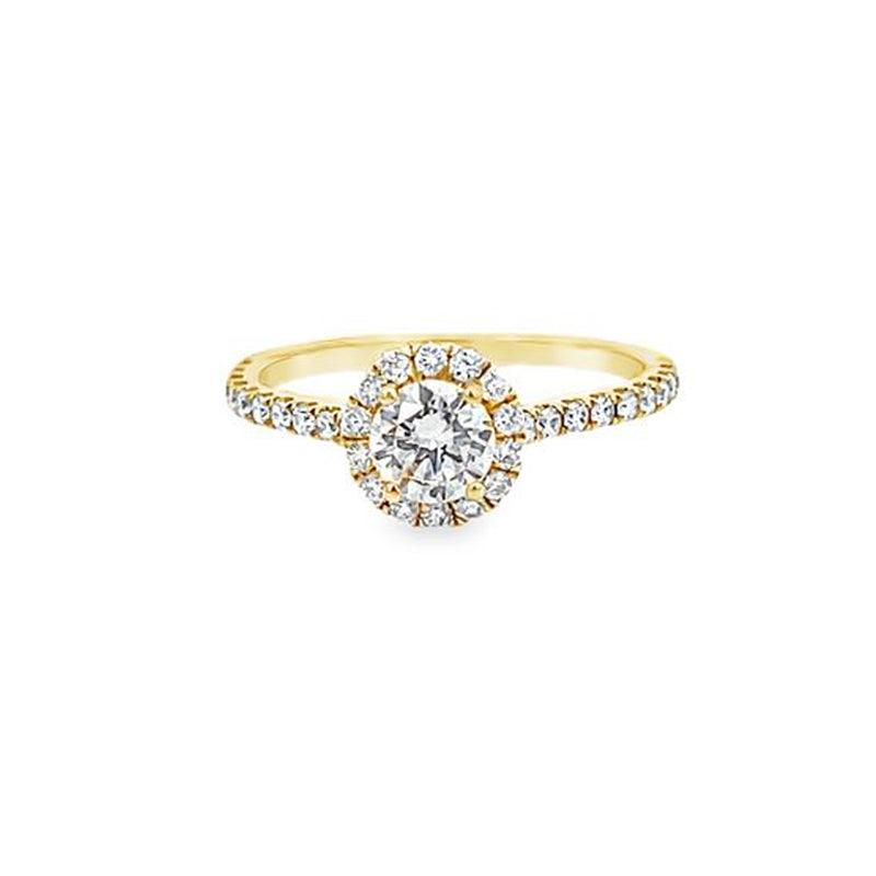 14K Yellow Gold 0.84tdw Lab Grown Halo Diamond Engagement Ring