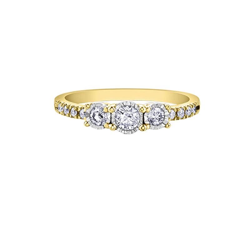 10K Yellow Gold 0.33TDW Diamond Past Present Future Ring