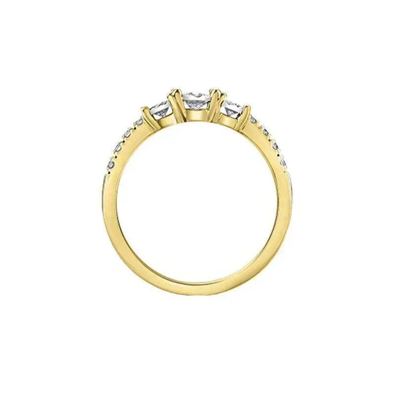 10K Yellow Gold 0.33TDW Diamond Past Present Future Ring