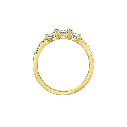 10K Yellow Gold 0.33TDW Diamond Past Present Future Ring