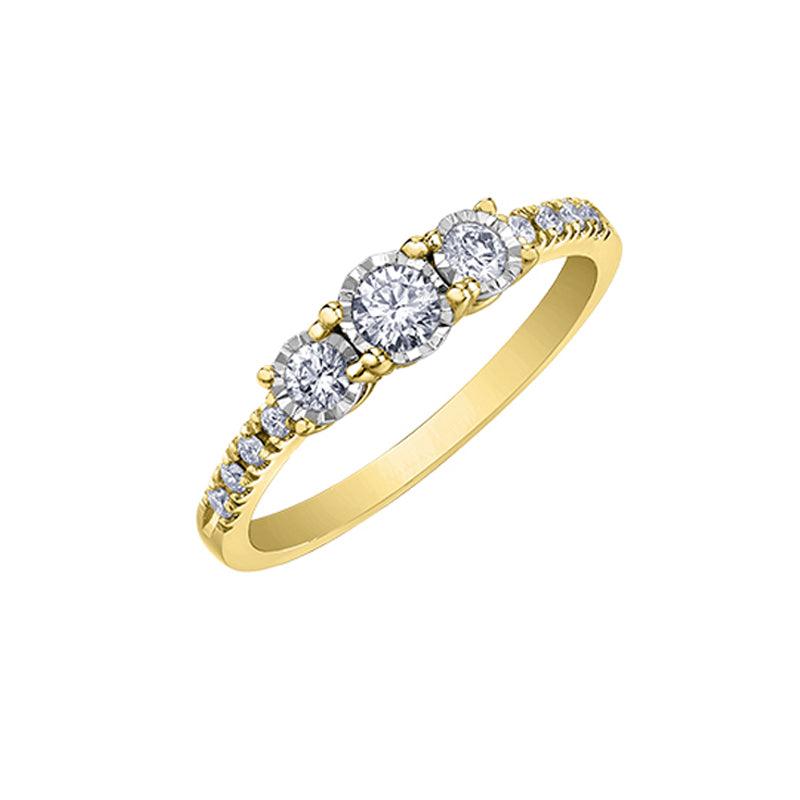 10K Yellow Gold 0.33TDW Diamond Past Present Future Ring