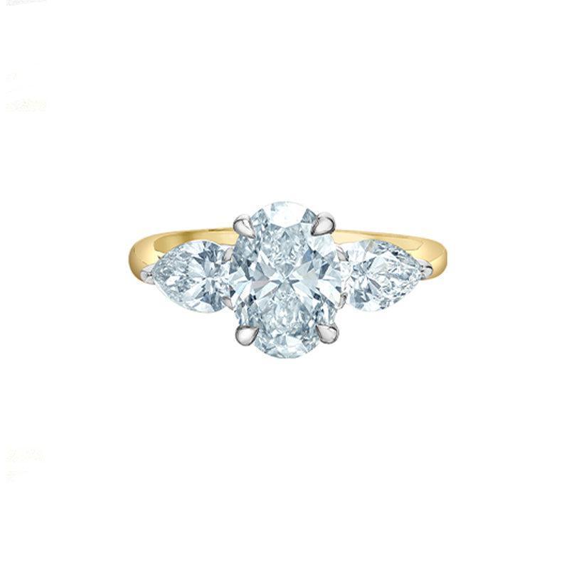 14K Yellow and White Gold 3.06TDW Lab Grown Diamond Engagement Ring