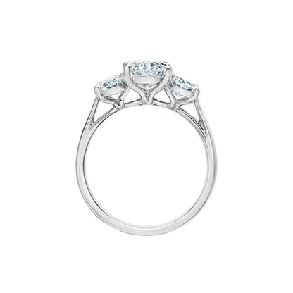 14K White Gold 2.61TDW Lab Grown Oval Cut Diamond Three-Stone Ring