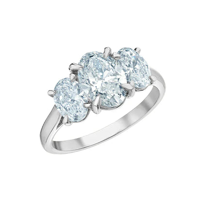 14K White Gold 2.61TDW Lab Grown Oval Cut Diamond Three-Stone Ring