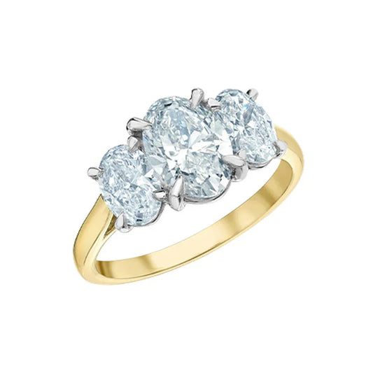 2.59TDW Oval Lab Grown Diamond Ring in 14K Yellow Gold 