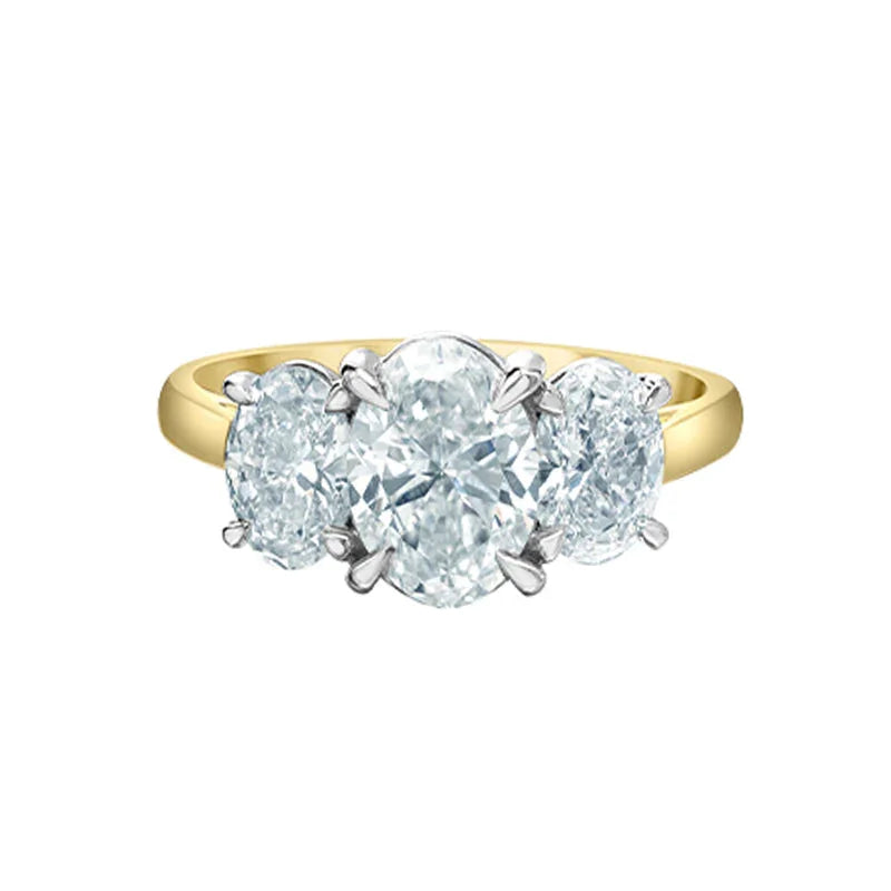 2.59TDW Oval Lab Grown Diamond Ring in 14K Yellow Gold