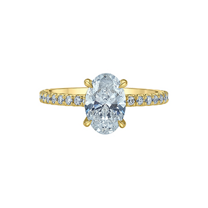 14K Yellow Gold 2.03TDW Lab Diamond Oval Engagement Ring with Side Diamonds