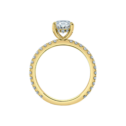 14K Yellow Gold 2.03TDW Lab Diamond Oval Engagement Ring with Side Diamonds