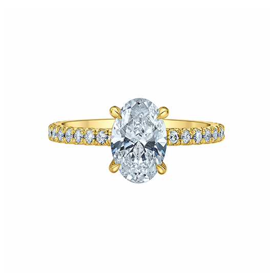 14K Yellow Gold 2.03TDW Lab Diamond Oval Engagement Ring with Side Diamonds