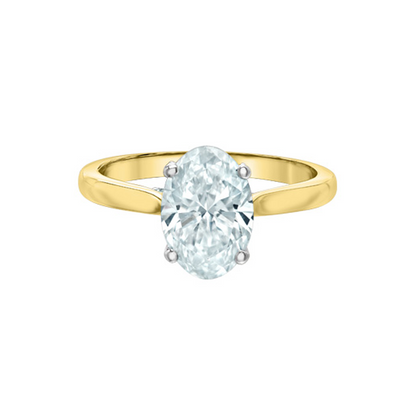 3.19TDW Lab Grown Diamond 14K Yellow Gold Oval Ring