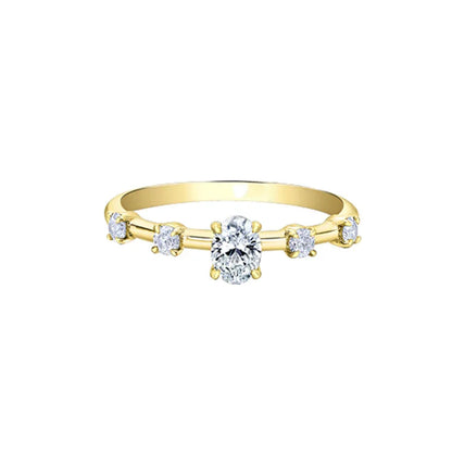 14K Yellow Gold 0.50TDW Canadian Diamond Oval Engagement Ring