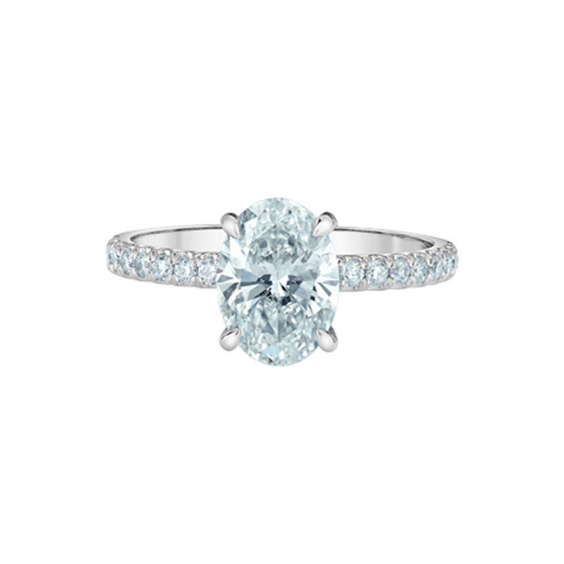 14K White Gold 2.35TDW Lab Diamond Oval Halo Engagement Ring