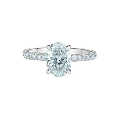 14K White Gold 2.35TDW Lab Diamond Oval Halo Engagement Ring