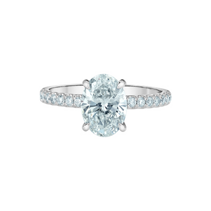 14K White Gold 2.35TDW Lab Diamond Oval Halo Engagement Ring