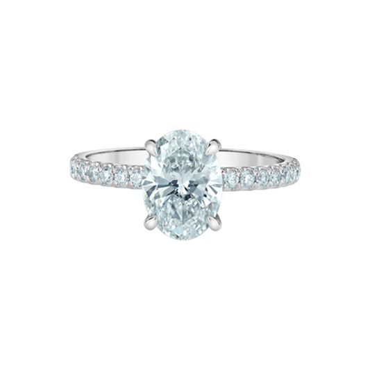14K White Gold 2.35TDW Lab Diamond Oval Halo Engagement Ring