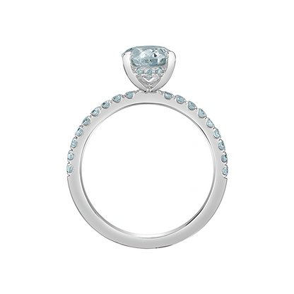 14K White Gold 2.35TDW Lab Diamond Oval Halo Engagement Ring