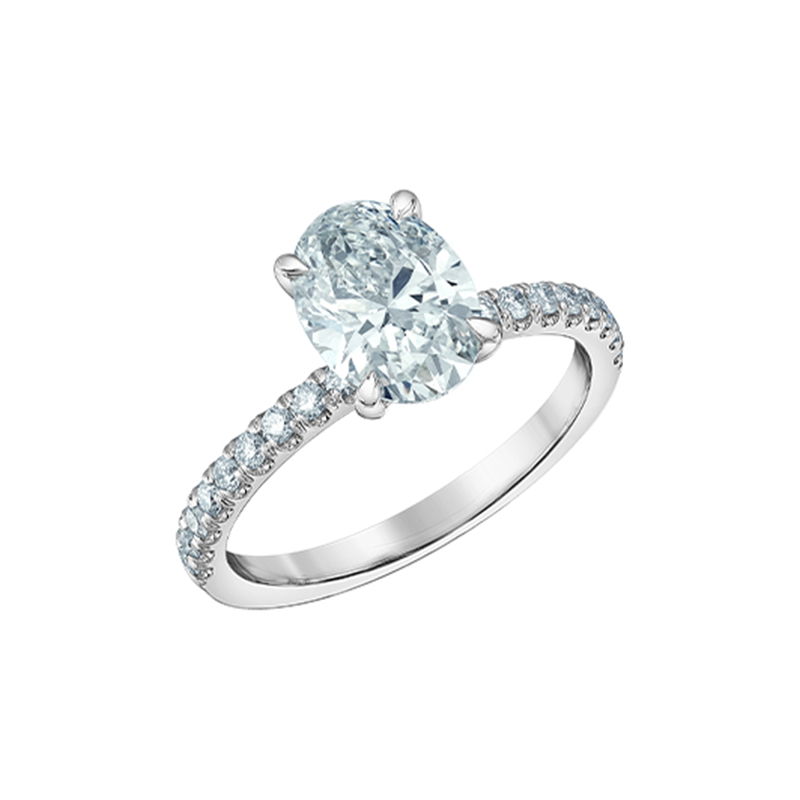 14K White Gold 2.35TDW Lab Diamond Oval Halo Engagement Ring 