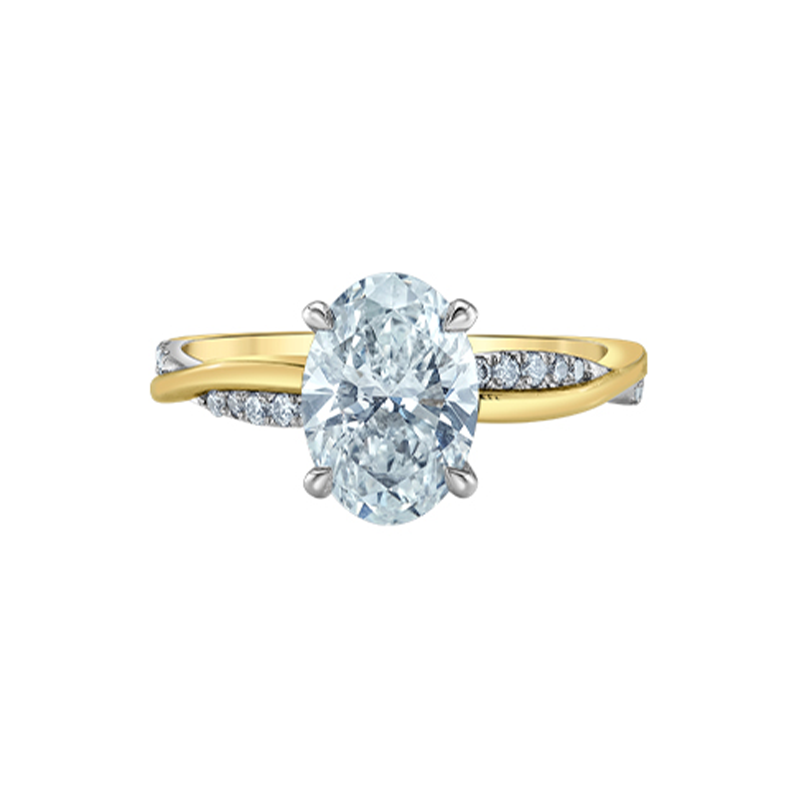 2.20TDW Lab Diamond Oval Engagement Ring in 14K Yellow and White Gold