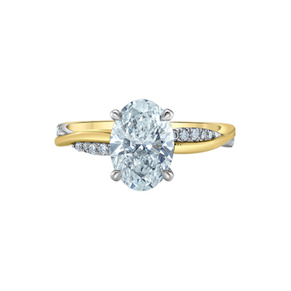 2.20TDW Lab Diamond Oval Engagement Ring in 14K Yellow and White Gold