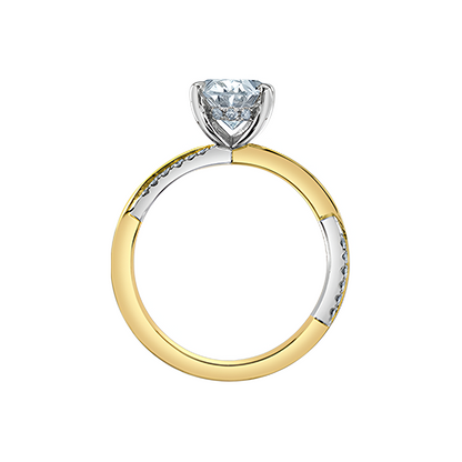 2.20TDW Lab Diamond Oval Engagement Ring in 14K Yellow and White Gold