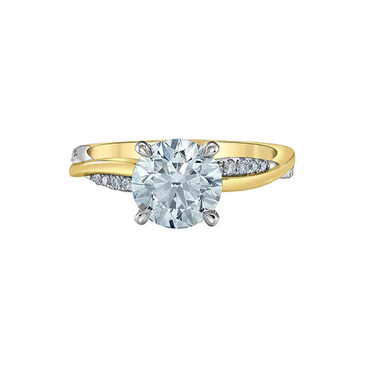 14K Yellow and White Gold 2.20TDW Lab Diamond Engagement Ring with Side Diamonds