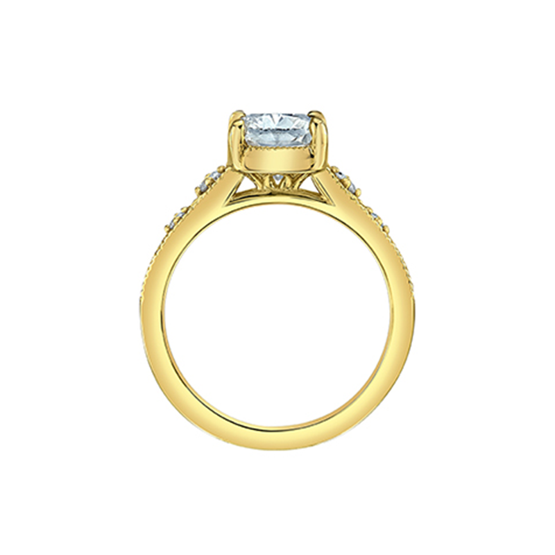 3.14TDW Lab Grown Diamond Cushion Cut Ring in 14K Yellow Gold