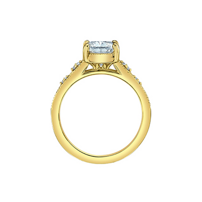 3.14TDW Lab Grown Diamond Cushion Cut Ring in 14K Yellow Gold
