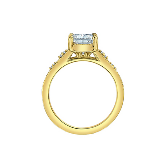 3.14TDW Lab Grown Diamond Cushion Cut Ring in 14K Yellow Gold