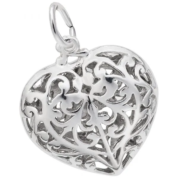 Filigree Sterling Silver Heart Charm