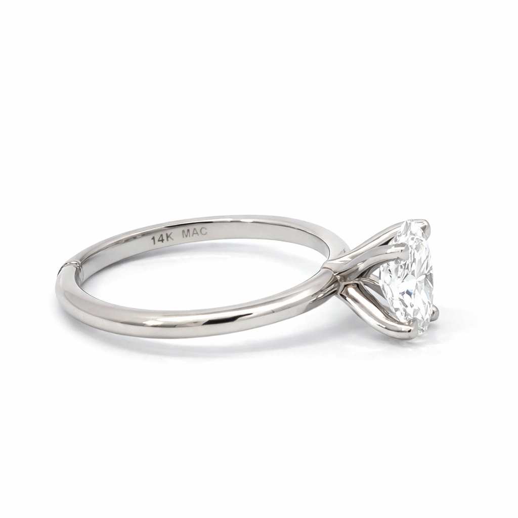 14K White Gold 1.00CT Oval Lab Grown Diamond Ring