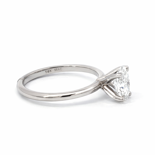 14K White Gold 1.00CT Oval Lab Grown Diamond Ring